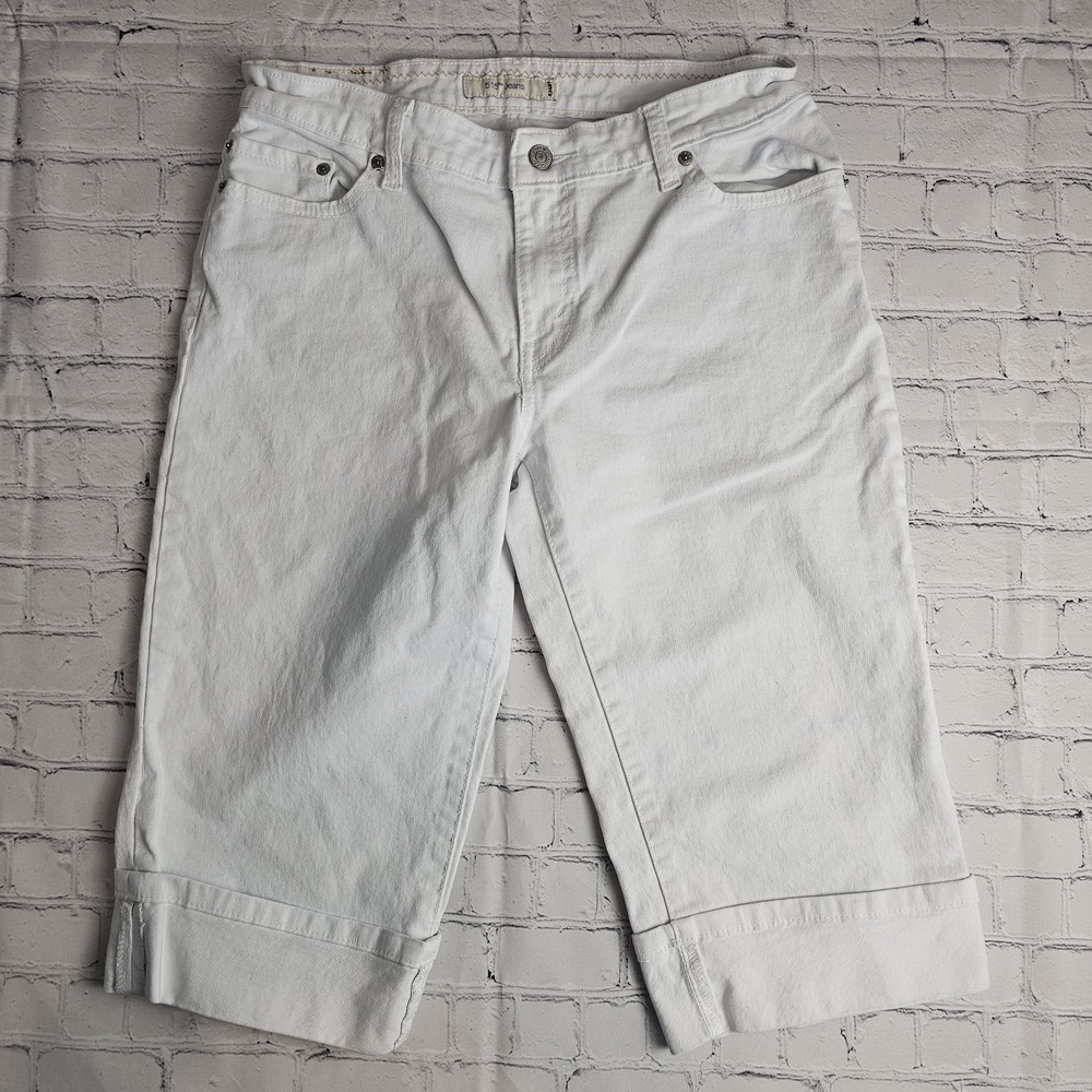 Levi's 515 Cropped Jeans‎ White Womens SIze 12P PETITE Denim Cuffed